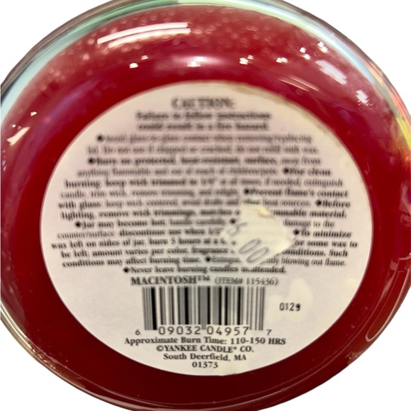 Retired Yankee Candle Black Band Macintosh 22oz Candle 90% full - Picture 5 of 6